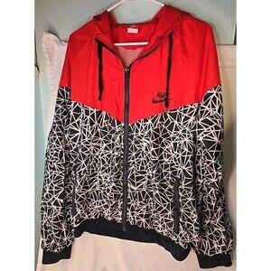 Vintage 2014 NIKE Windbreaker Hoodie Running Jacket XL Packable Red,white,black